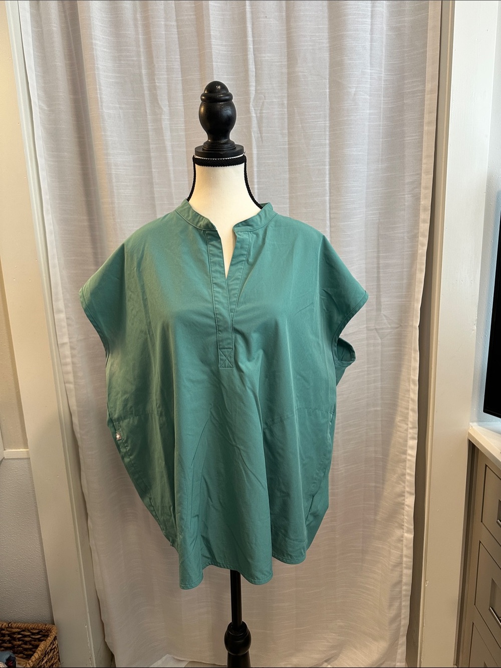 Figs Teal V-Notch Dolman Tunic